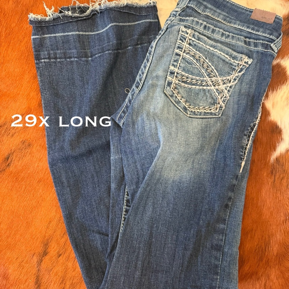 Blue Flare Wide Leg Jeans with Decorative Stitching
